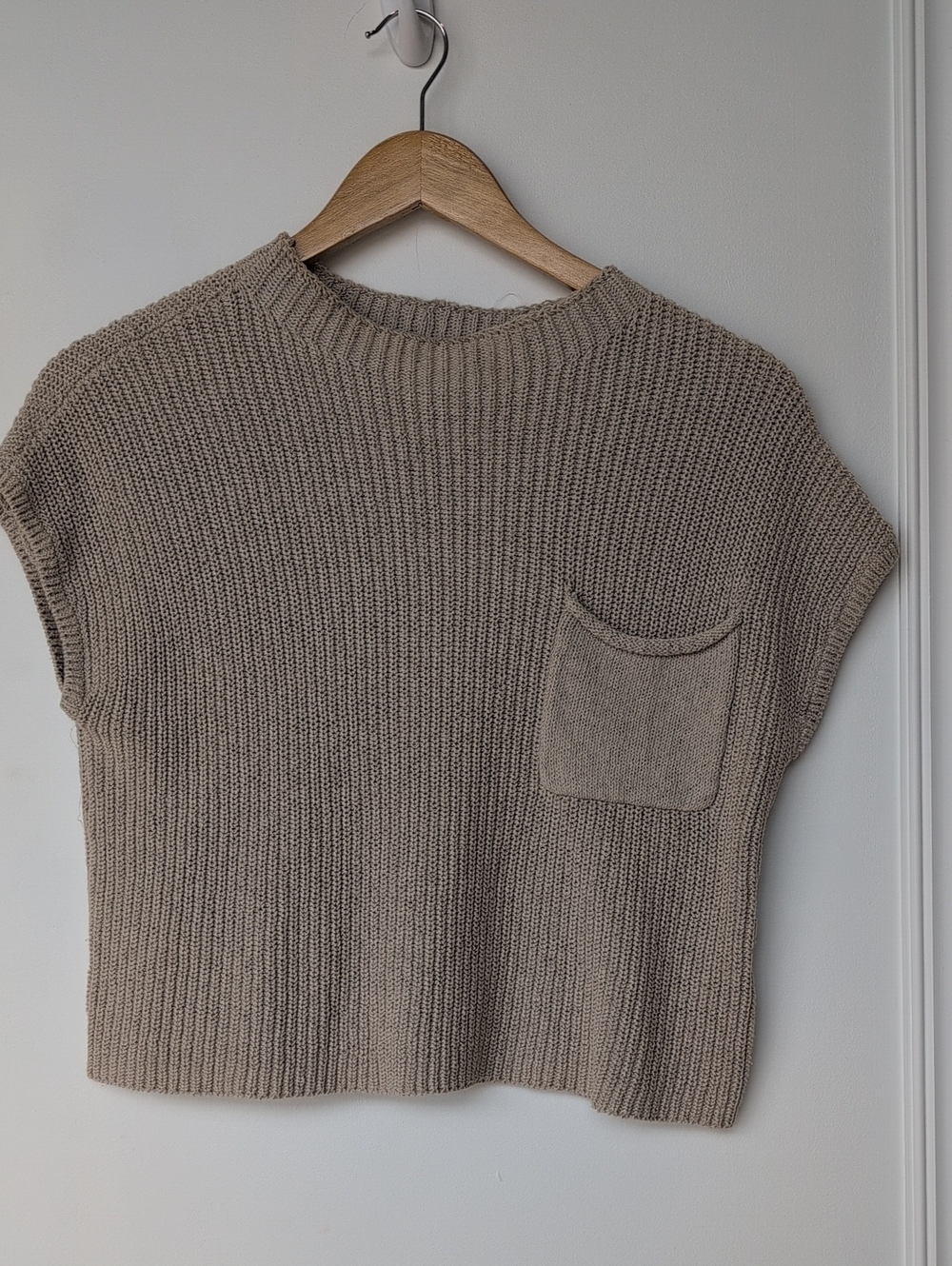 Relaxed Crewneck Pocket Sweater in Taupe